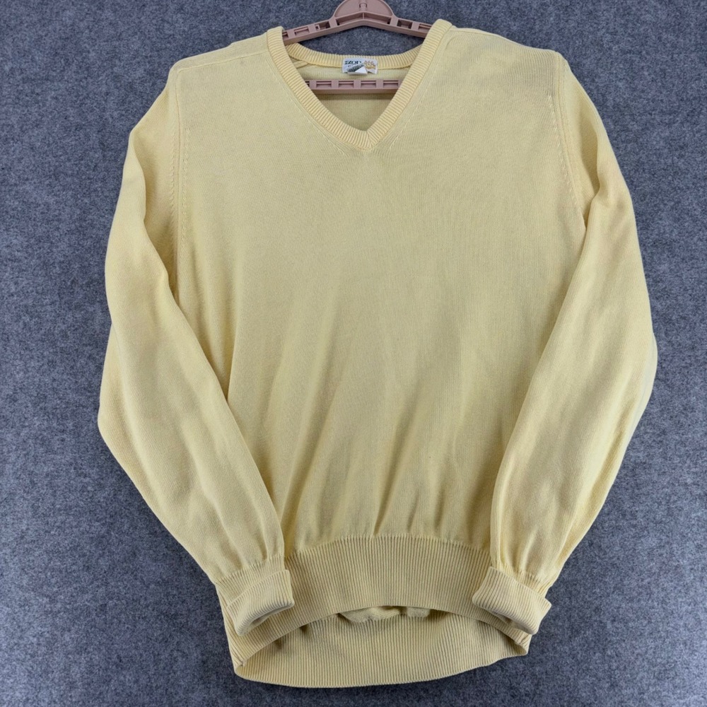 Izod Club Vintage V-Neck Sweater Mens XXL Yellow 100% Combed Cotton Made in USA